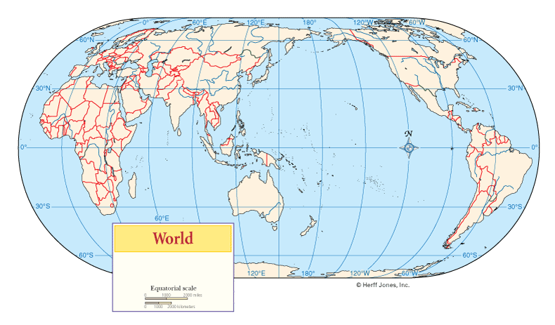Blank World Map Pacific Centered - Map