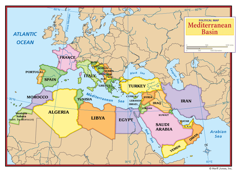 The Mediterranean Sea, Political Map With Subdivisions, Straits, Islands  And Countries. Connected To The Atlantic Ocean, Surrounded By The Mediterranean  Basin, Almost Completely En Royalty Free SVG, Cliparts, Vectors, and Stock  Illustration.